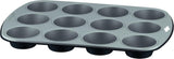 Gustosa Backform 12 Muffin Aus Stahl, Antihaftbeschichte, Für Backofen, Schwarz, 38 X 27 Cm Formy i blachy do pieczenia Naty Shop