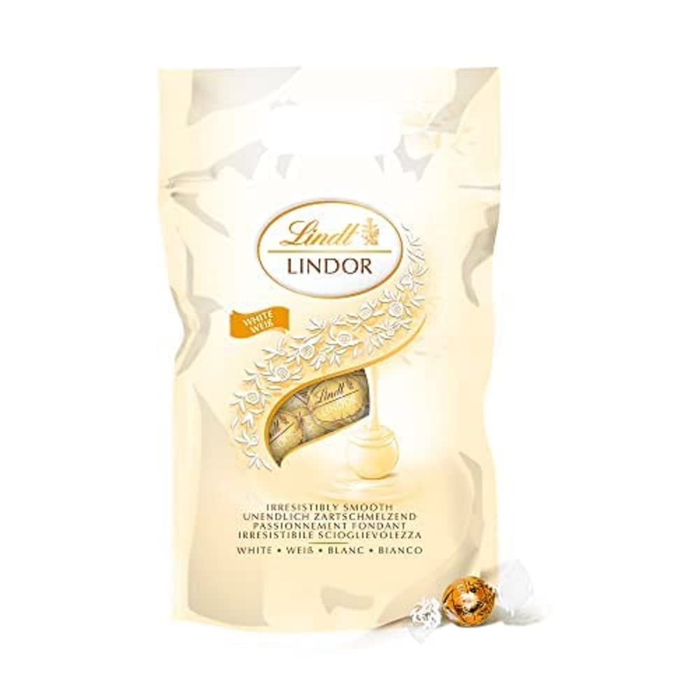 Kulki z białej czekolady LINDOR 1 kg i LINDOR | 1 kg zamykana torebka | ok. 80 kulek z mlecznej czekolady z nadzieniem miętowym | Opakowanie zbiorcze, prezent pralinowy, prezent czekoladowy