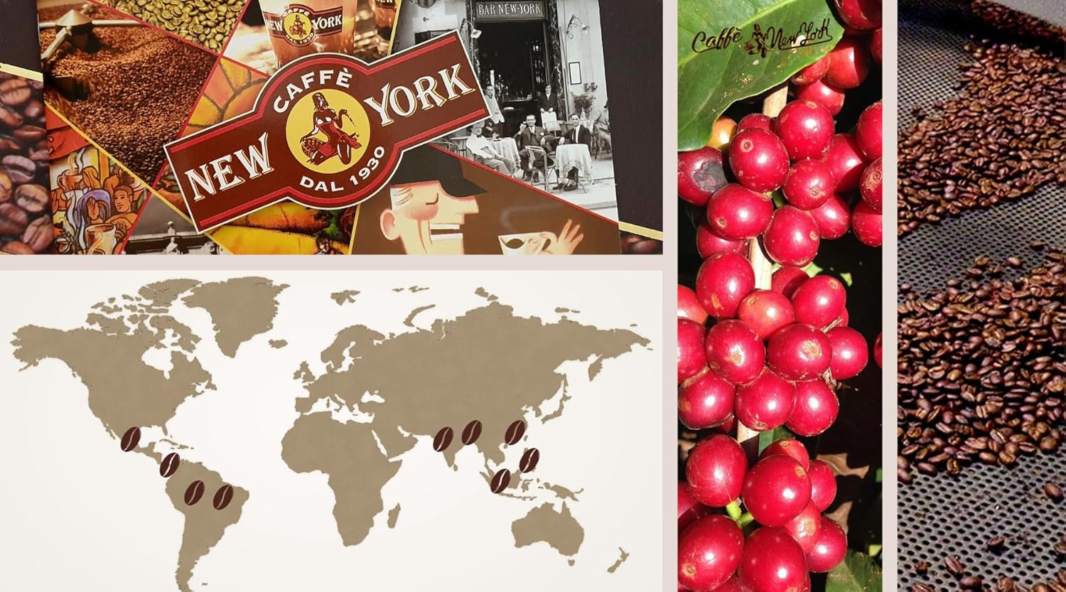 Kawa New York - EXTRA P - Kawa ziarnista, mocny i zdecydowany smak, ziarna Arabiki i Robusty, do mielenia, włoskie espresso, mieszanka batonowa - jakość premium od 1930 - 1 kg, ziarna