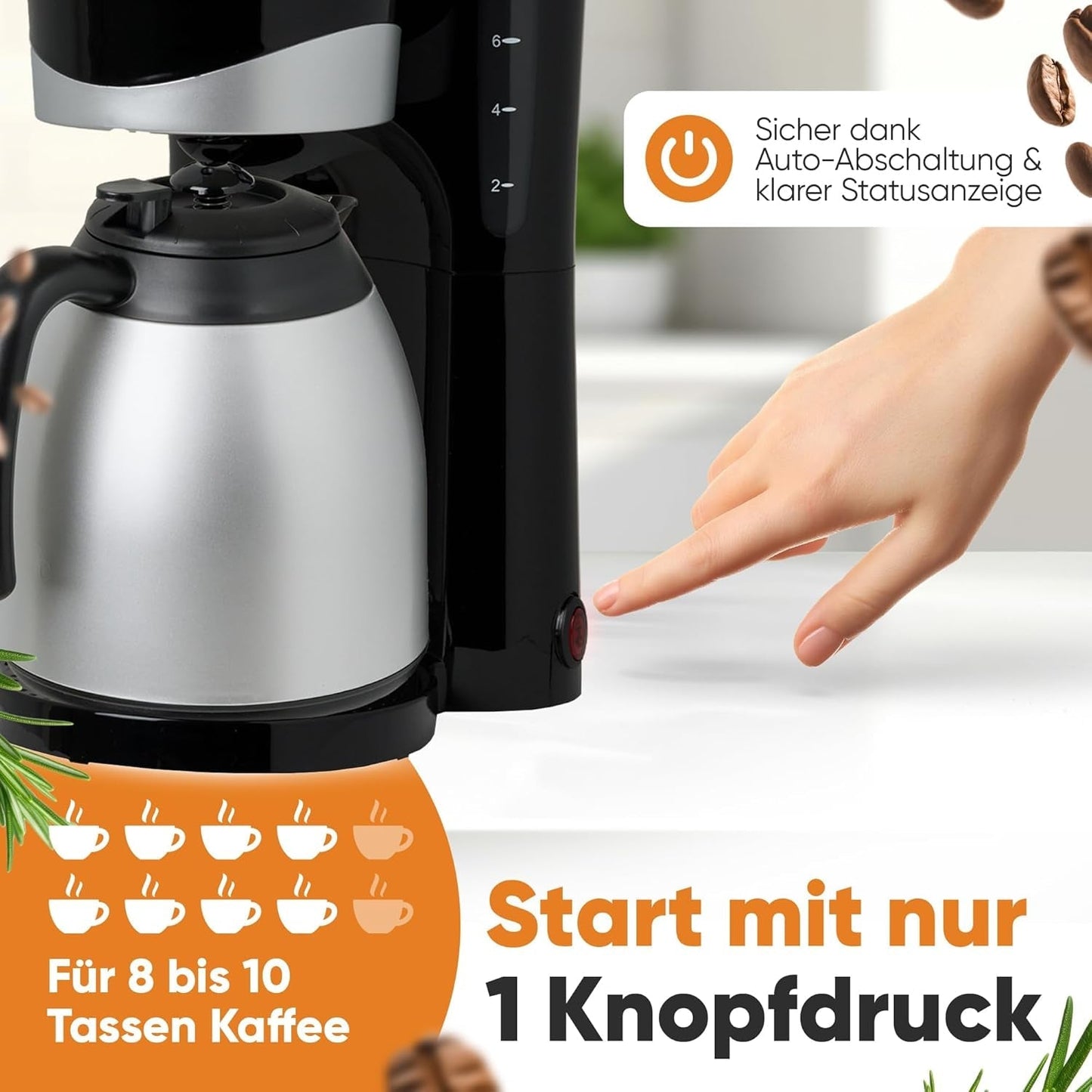 Ekspres do kawy Clatronic® z termosem | na 8-10 filiżanek kawy | bez utraty temperatury | ekspres do kawy z filtrem | 1 litr | Ekspres | Ekspres przelewowy z termosem | KA 3327 czarny