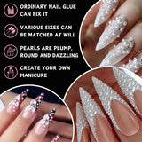 12 Größen Nail Art Perlen, Flache Perlen, Nail Art Accessoires, Halbkreis Nagelperlen, Weiße Nail Charms Und Glitzersteine ​​​​Nägel Für Nail Art Design, DIY Basteln, Alltag, Hochzeit (2 pudełka)