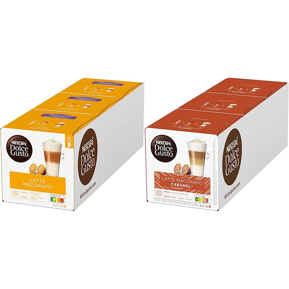 NESCAFÉ Dolce Gusto Latte Macchiato Vorratsbox 90 Kaffeekapseln (Aromatischer Espresso und Latte Macchiato Karmel