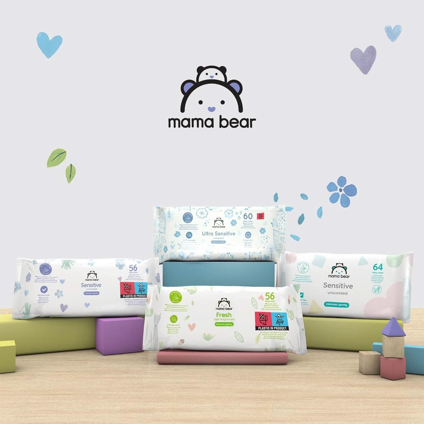 Naty Shop Mama Bear Sensitive Chusteczki dla niemowląt bezzapachowe