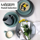 MĘSER Pastel Selection, Modernes Geschirr Set für 4 Personen, 16-teiliges Kombiservice aus Keramik, Steinzeug, Türkis-Grün