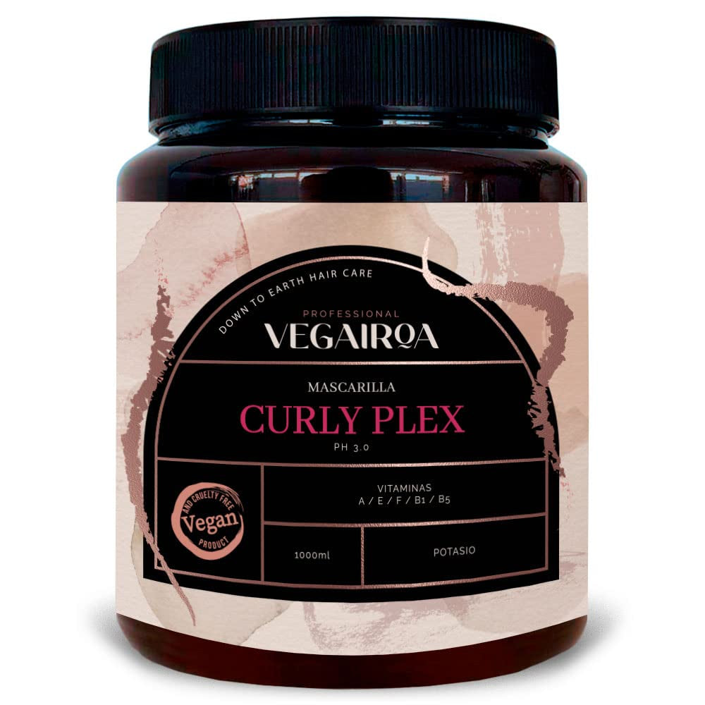 VEGAIROA - Curly Plex Mask - Maska dla podkreślonych loków bez puszenia - Głęboko nawilżająca pielęgnacja - Do włosów kręconych i falowanych - Profesjonalny wegański produkt fryzjerski - 1000ml Naty Shop Hair Mask Domyślny tytuł