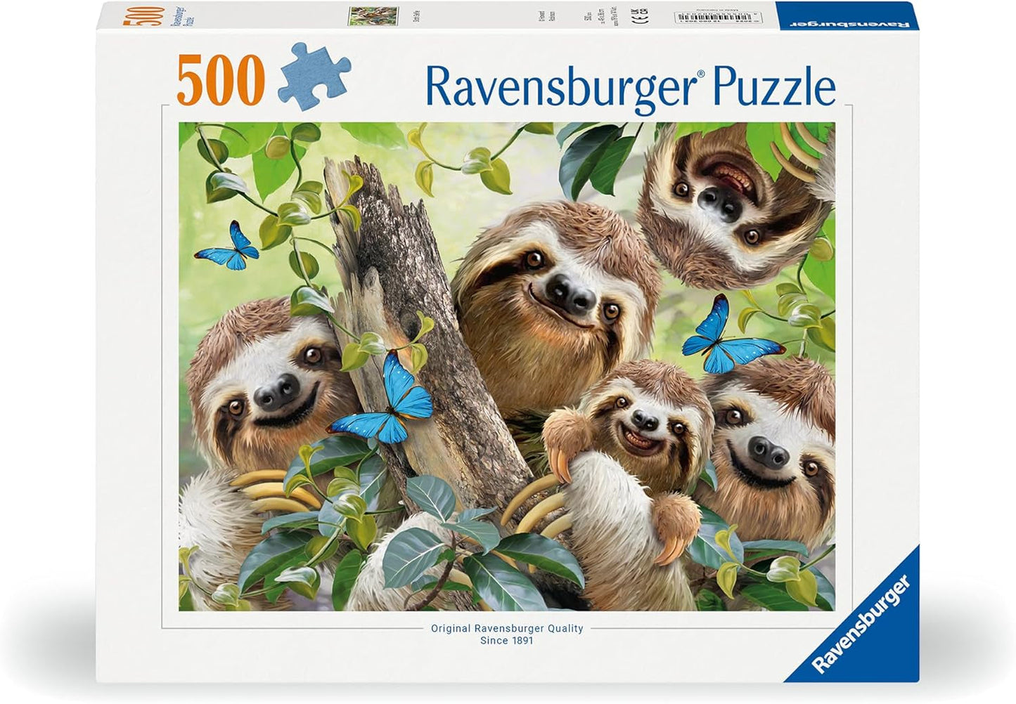 Ravensburger Puzzle 12000203 - Lenistwo Selfie - układanka 500 elementów dla dorosłych i dzieci powyżej 10 lat, puzzle z motywem zwierzęcym Puzzle Naty Shop
