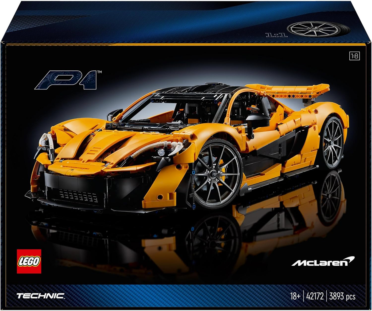 LEGO Technic Mclaren P1 Super Zestaw samochodów sportowych dla dorosłych Fani samochodów Prezent V8 Silnik tłokowy 7-biegowa skrzynia biegów Model samochodu w skali Zestaw samochodzików zabawkowych 42172 Zestawy do budowania Besuche den LEGO-Store