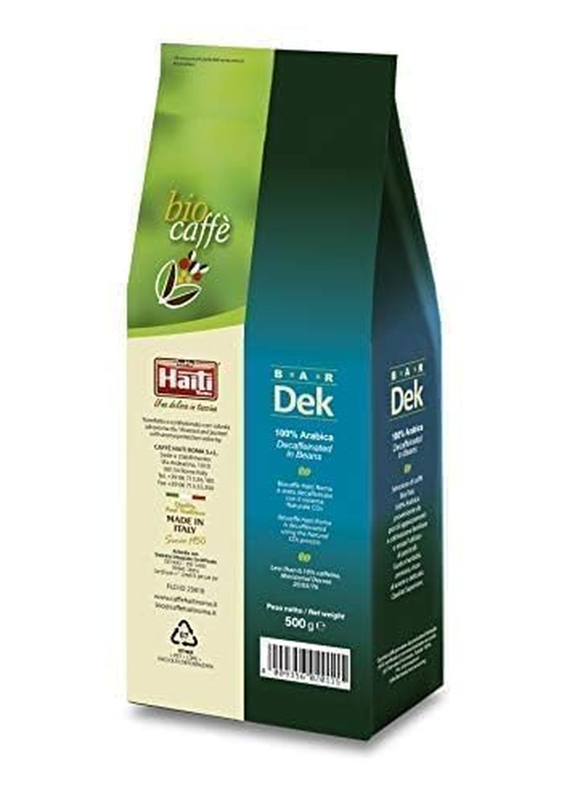 Caffè Haiti Roma organiczna kawa ziarnista bezkofeinowa, 100% Arabica, certyfikat Fairtrade, jakość organiczna, opakowanie 2 x 500g