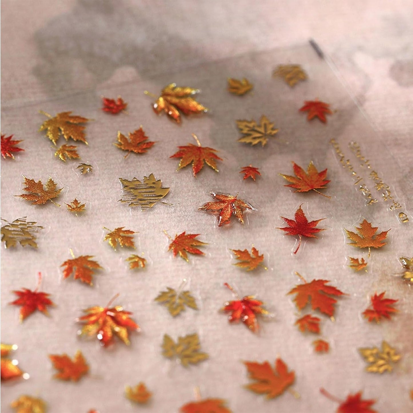 JMEOWIO 3D Nagelsticker Herbst Nail Art Naklejka Selbstklebend Nagelaufkleber 5D Stereoskopisch Ahornblatt Erntedankfest Dekoration Nageldesign Zubehör 1 Blatt