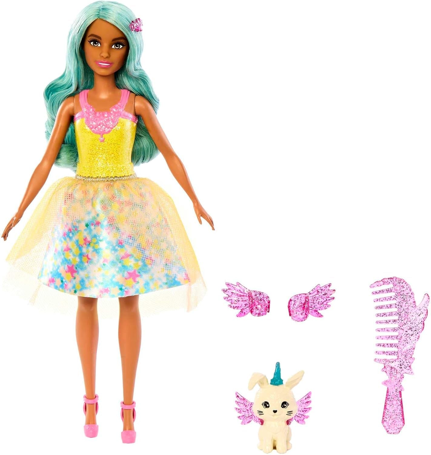 Barbie Ukryta Magia – lalka Teresa w stroju wróżki, falowanych włosach i grzebieniu do zabawy w fryzjerstwo, dla dzieci w wieku od 3 lat, HLC36