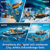 LEGO City Arktyczny statek badawczy, duża pływająca łódź zabawkowa z helikopterem, ponton, łódź podwodna Rov, wrak Wikinga, 7 minifigurek i figurka orki, prezent dla dzieci w wieku od 7 lat 60368 Zestawy do budowania Kup w sklepie LEGO
