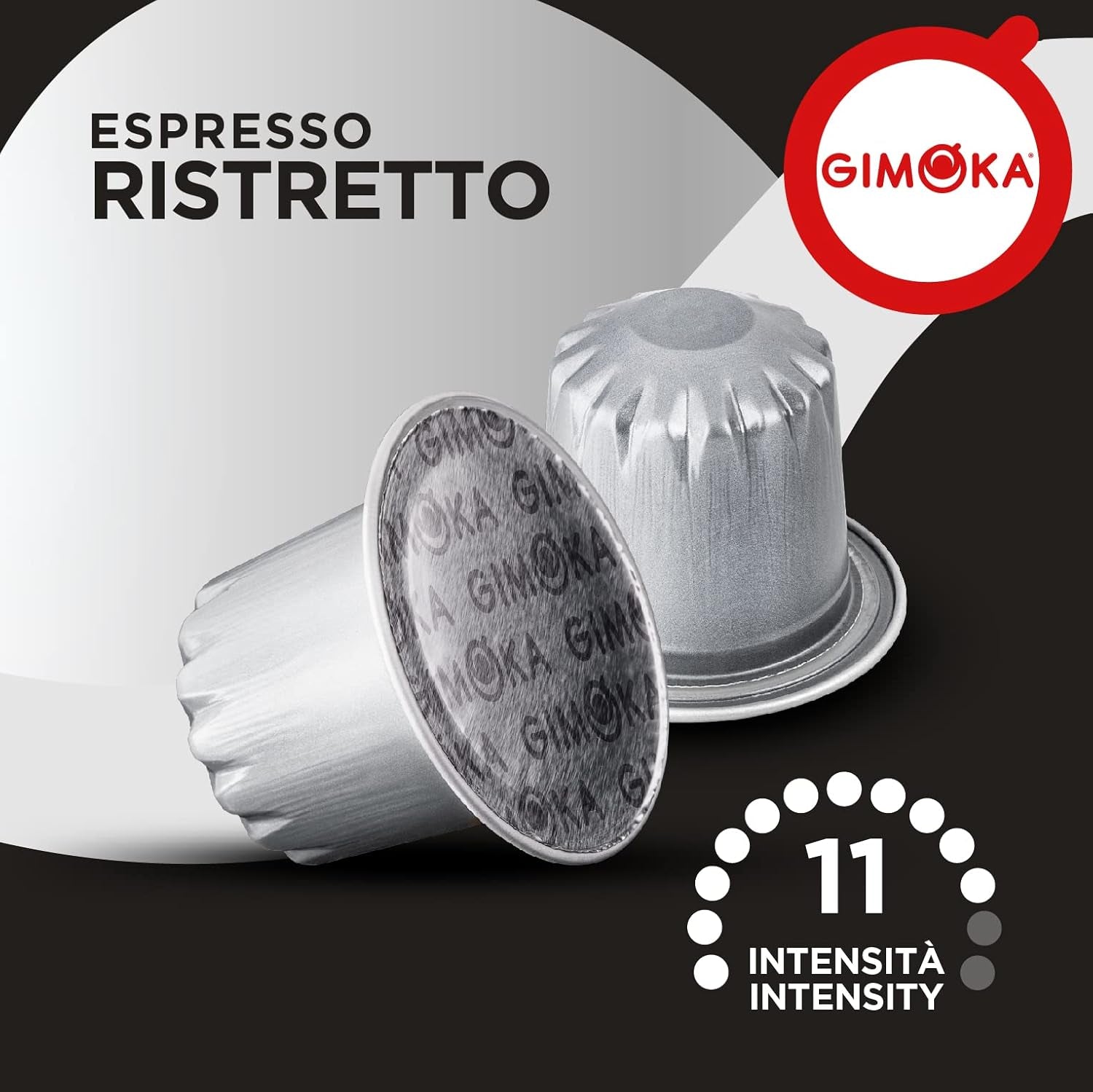 Gimoka Kaffeekapseln Espresso Ristretto, Intensität 11/13-100 Kapsel aus Aluminium - Kompatybilny z Nespresso* Haushalts-Espressomaschinen - 100 Stück (10 x 10 Getränke) - Hergestellt in Italy