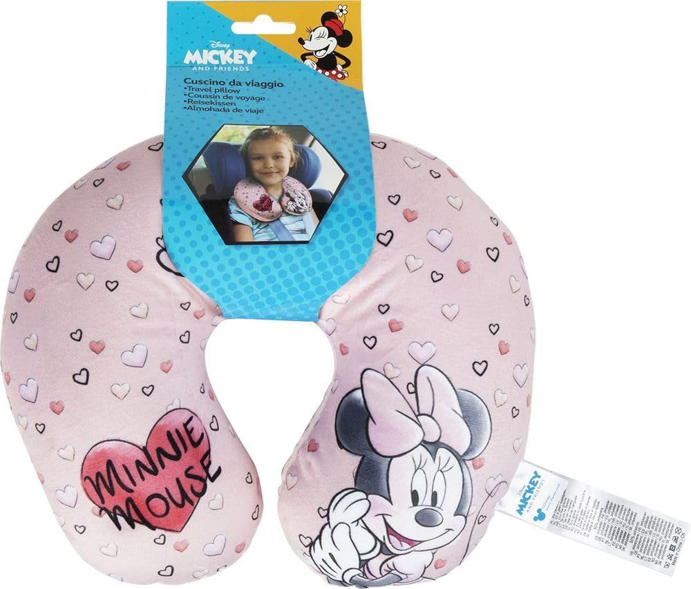 Tataway w Viaggio SI rośnie - poduszka podróżna Disney Minnie Mouse | Miękki aksamitny materiał | Można prać ręcznie w 30° | Wypełnienie mikroperłami | Fotelik dziecięcy odpowiedni od 3 lat, różowy, jeden rozmiar, aksamitny Poduszki podróżne Naty Shop