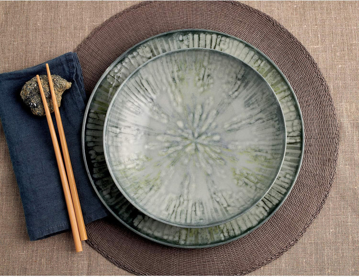 Zestaw naczyń obiadowych z szarej porcelany Fusion 67351GA2, 12 sztuk