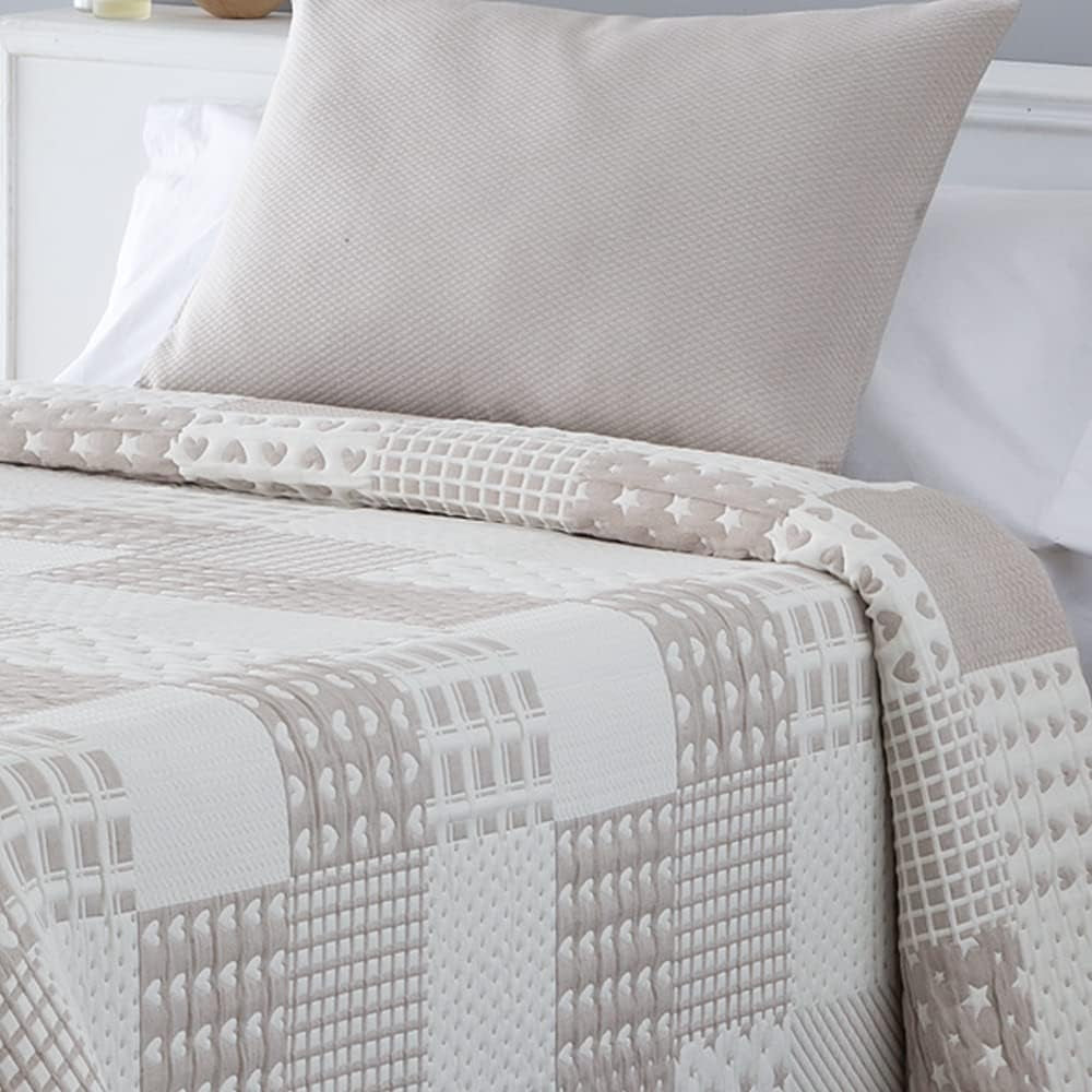 VIALMAN Colcha Bouti Ligera Narzuta Sofia 21, poliester bawełna, beżowy, Cama 150: 250 x 270 cm Łóżka i koce Besuche den VIALMAN-Store