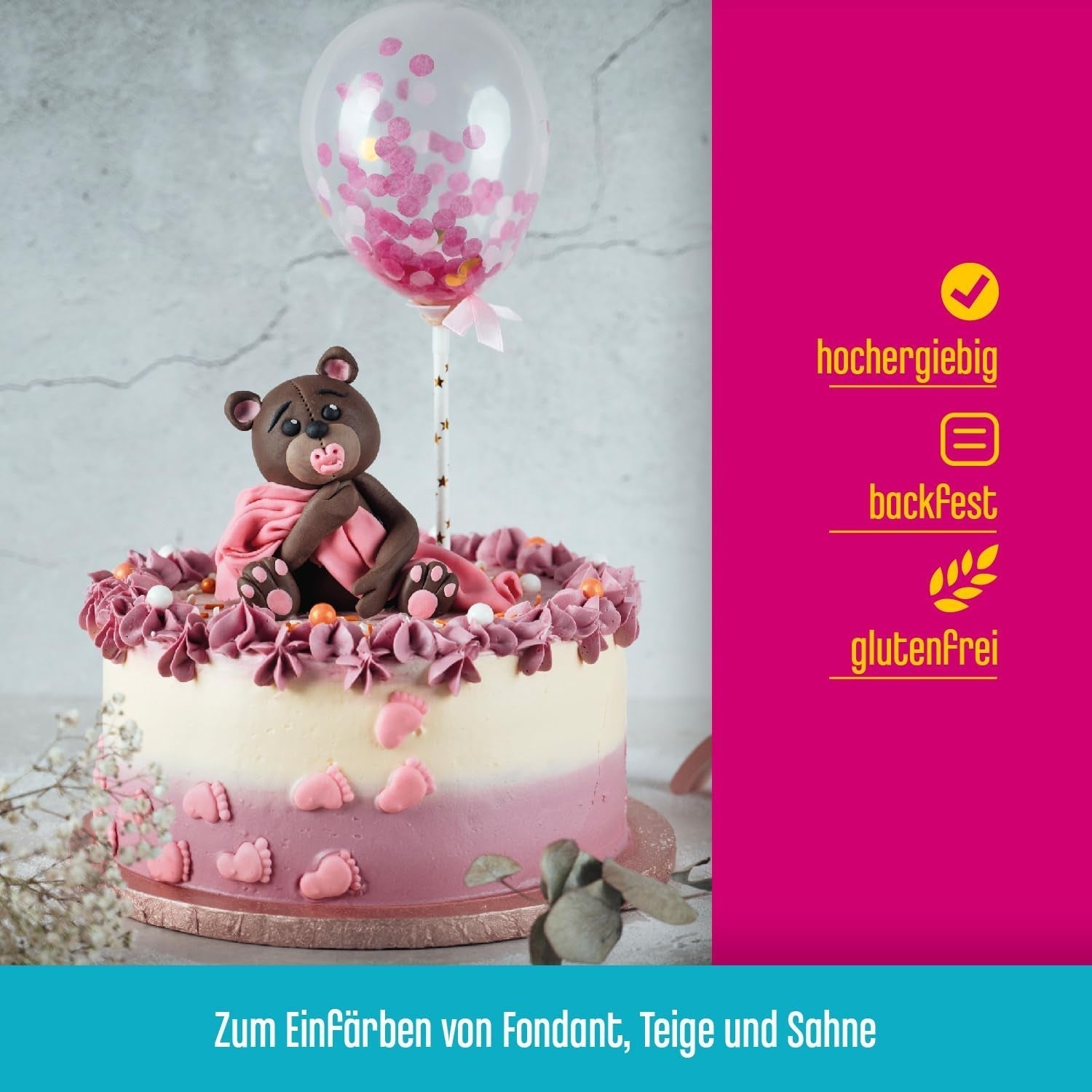 DECOCINO różowa pasta koloryzująca - 20 g - Barwnik spożywczy, idealny do barwienia ciast, kremów i kremów - Nie zawiera azowych kwasów tłuszczowych i glutenu