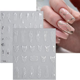 JMEOWIO Nagelsticker Marmor Linie 9 Blatt Nail Art Naklejka Selbstklebend Nagelaufkleber Silber Bunt Dekoration Nageldesign Zubehör