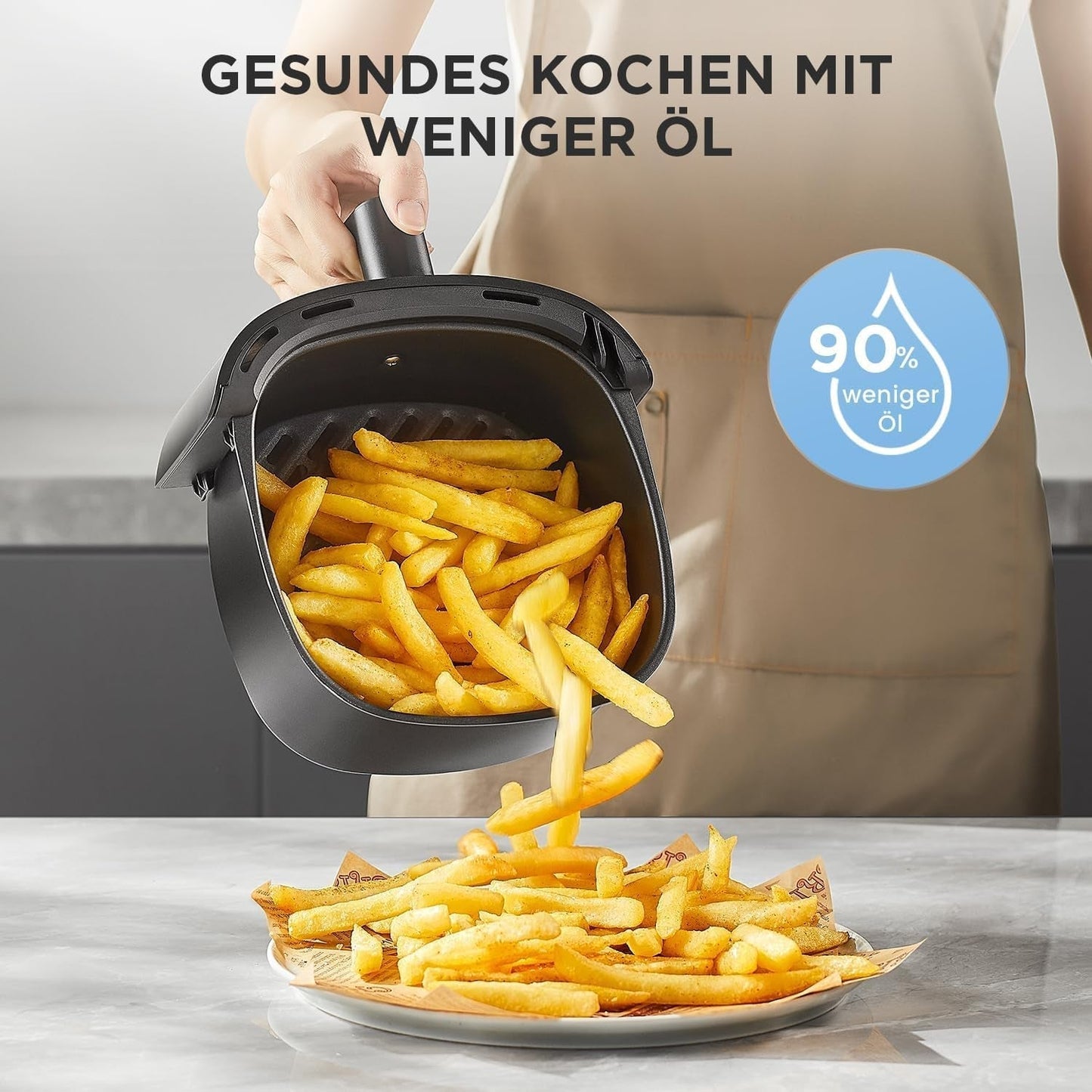 Midea Frytkownica na gorące powietrze 2L, 1150W Frytownica bezolejowa, Frytkownica na gorące powietrze, Funkcja automatycznego wyłączania Sprzęt AGD Naty Shop