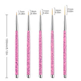 Sularpek Nail Art Liner Pinsel, 5 Stück Profi Detail Fine Nails Pędzel do paznokci żelowych, Nagel Pinsel Dünn Für Beauty Frauen Nagelstudio (5 Größen, Rosa)