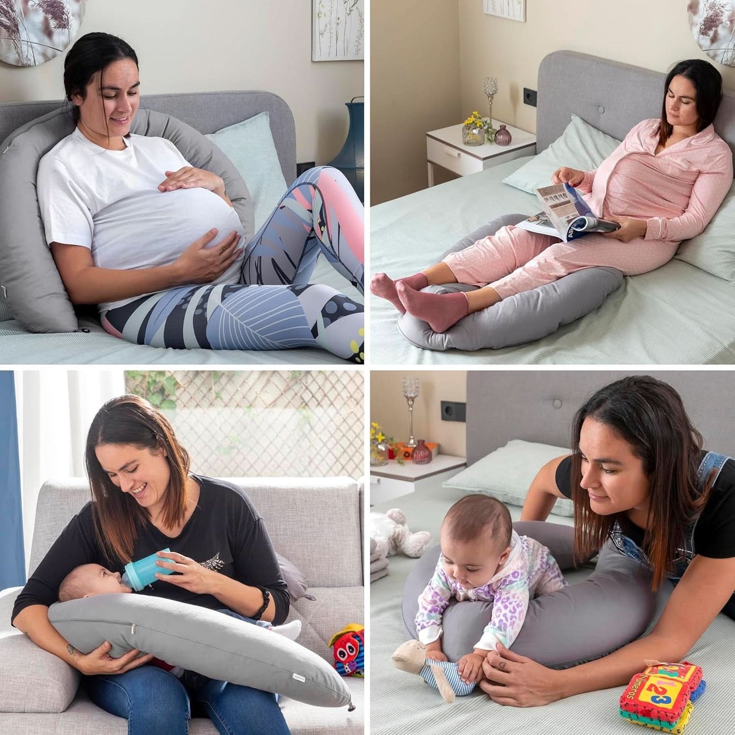Innovagoods - Wielofunkcyjna poduszka do karmienia, Ergonomiczny kształt dla relaksu matki i dziecka, Regulowana do różnych pozycji, Zmywalna, Kolorowa, Polibawełna Akcesoria Artykuły spożywcze i karmienie piersią Baby Naty Shop
