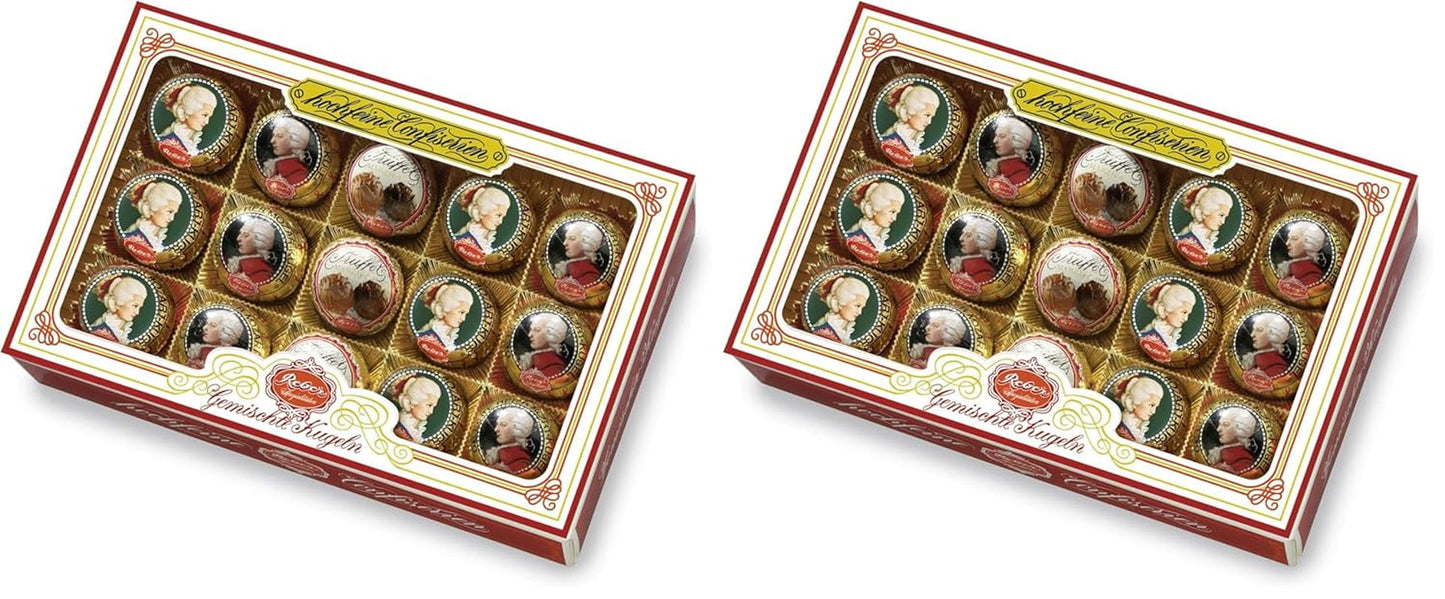 Kulki Reber Mozart z gorzką czekoladą, opakowanie 6 szt. z marcepanem i nugatem, wegańskie - 1 x 120 g