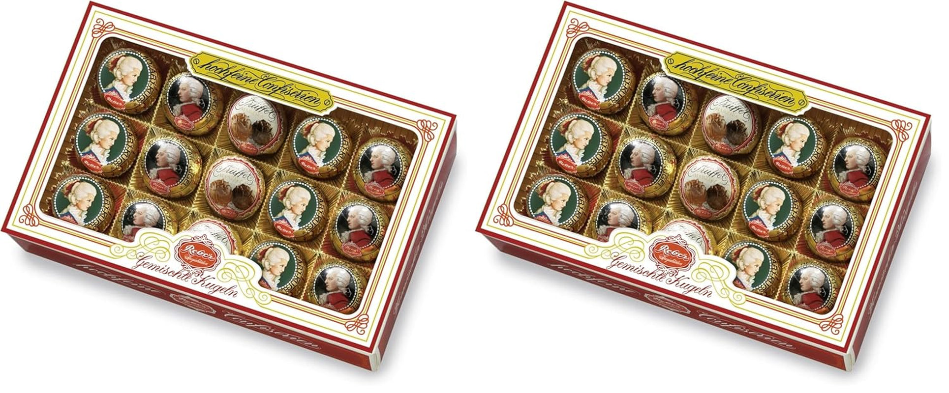 Kulki Reber Mozart z gorzką czekoladą, opakowanie 6 szt. z marcepanem i nugatem, wegańskie - 1 x 120 g