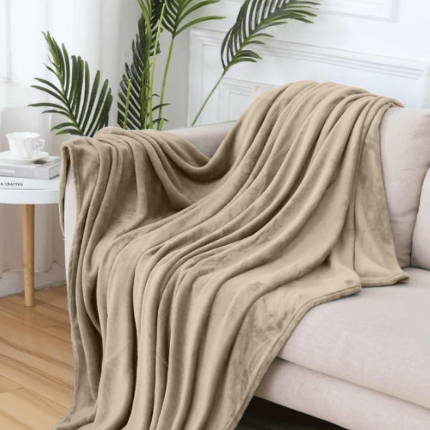 Puszysty koc Komfortec, wygodny koc, koc polarowy, certyfikat Oeko-Tex, super miękki, 150X200 cm, 260 G/M², beżowy Łóżka i koce Besuche den Komfortec-Store