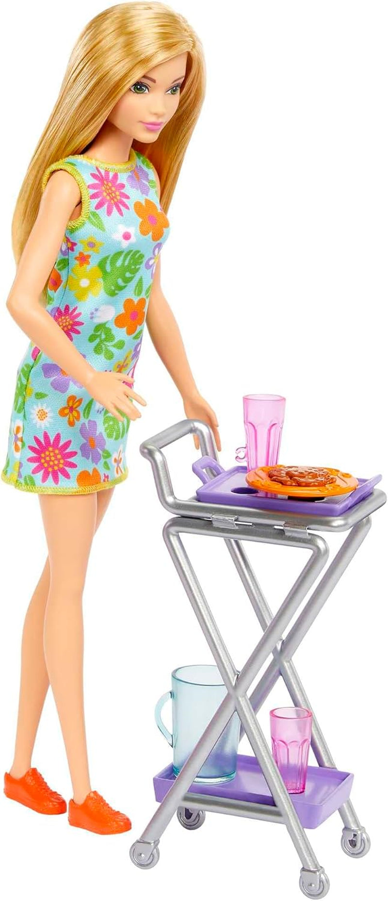 Zestaw ze spiżarnią dla lalek Barbie, zawierający ponad 25 elementów kuchennych i akcesoriów — idealny dla małych smakoszy i prezent dla dzieci w wieku od 3 lat, HJV38