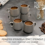 Moritz & Moritz SOLID 24-częściowy zestaw obiadowy z kamionki dla 6 osób - zestaw obiadowy dla 6 osób składający się z 6 talerzy obiadowych, 6 małych talerzy, 6 talerzy obiadowych i 6 filiżanek z uchwytami