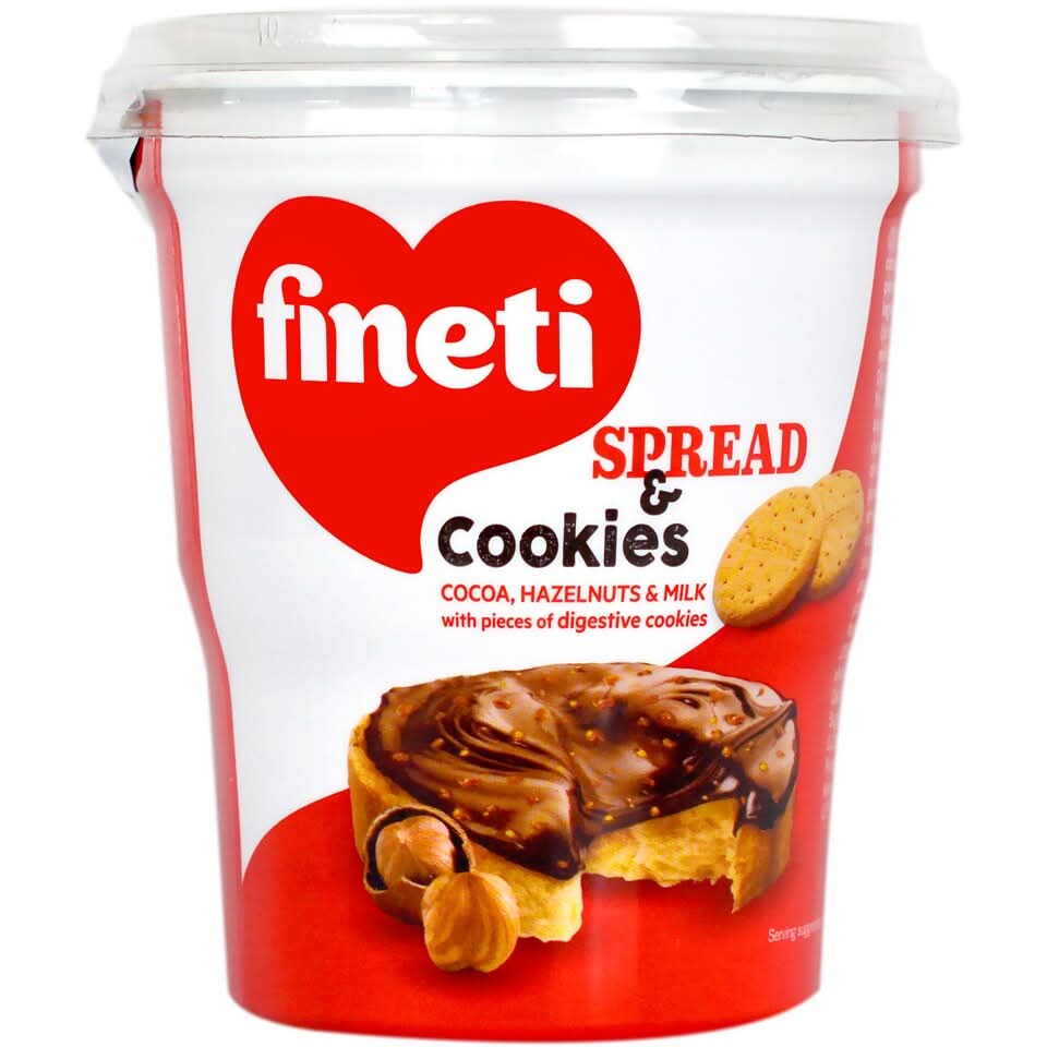 Fineti, Krem do smarowania z kakao, orzechami laskowymi i ciastkami 370g Glazury i dekoracje Naty Shop