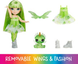 Rainbow High Littles Rainbow Fantasy Fairy and Pet - szmaragdowy, zielony - 14 cm przegubowa mała lalka fantasy smok z wymiennymi skrzydłami wróżki, słodki prezent dla dzieci w wieku 4 lat i starszych