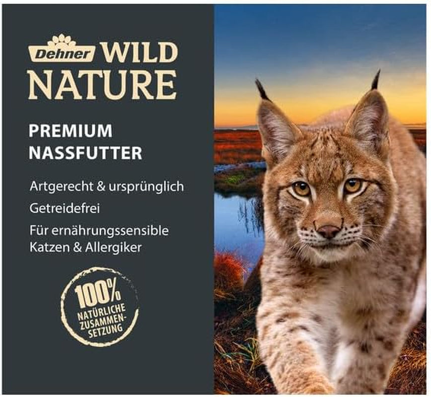 Dehner Wild Nature Katzenfutter Unterholz, Nassfutter getreidefrei / zuckerfrei, für ältere Katzen, Wildschwein, 6 x 400 g Dawka, (2,4 kg)