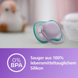 Smoczki Philips AVENT ultra air - Lekkie i oddychające smoczki dla dzieci w wieku 0-6 miesięcy, niezawierające BPA, z etui do przenoszenia jako sterylizator, 2 sztuki, model SCF085/24