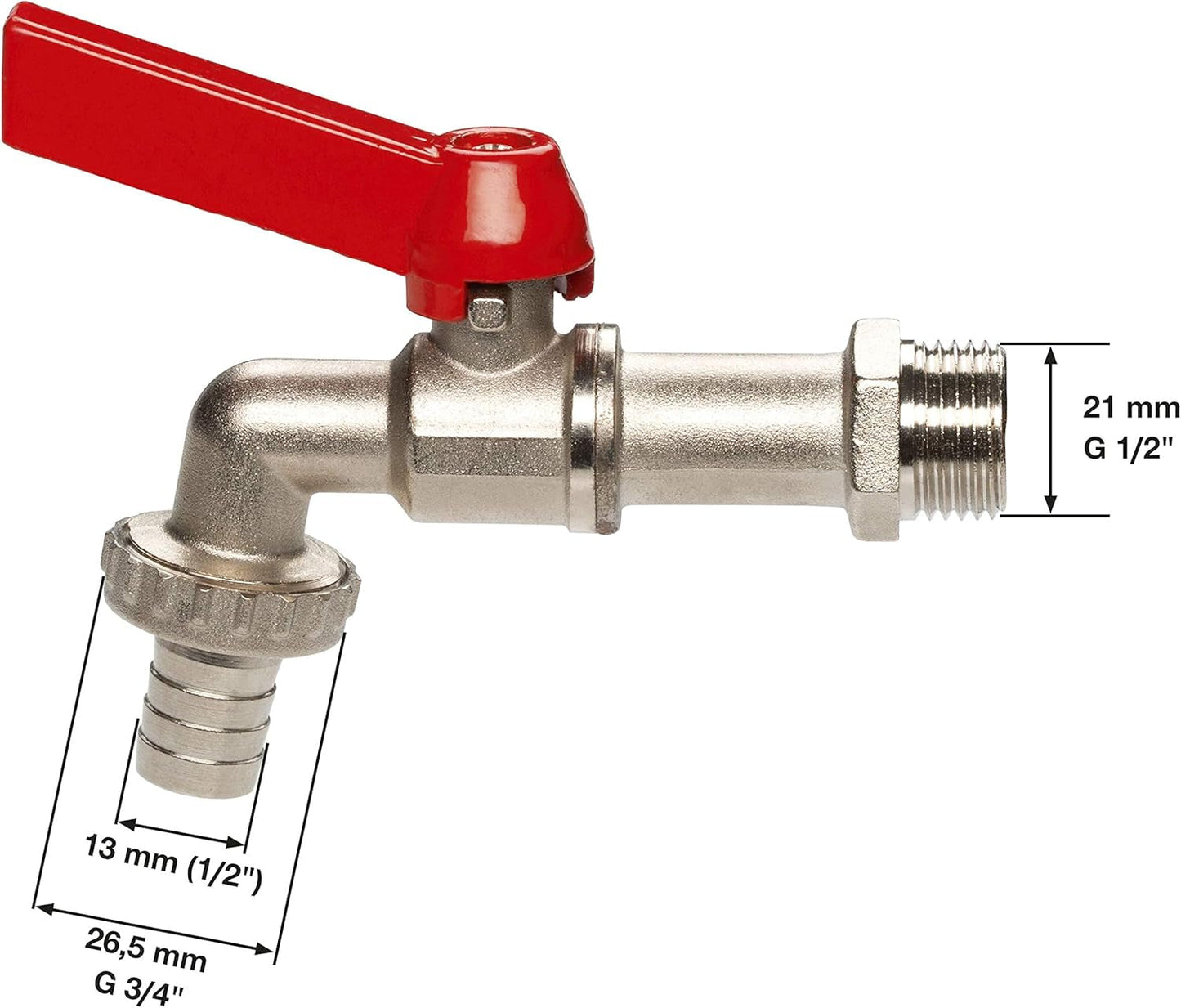 Zawór kulowy Gardena: Zawór do użytku wewnętrznego i zewnętrznego, gwint 26,5 mm (G 3/4 cala), do węży 1/2 cala (13 mm) (7332-20)