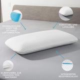 Poduszka piankowa Genius Eazzzy 40X80 cm wysokość 10Cm - Poduszka pod kark o 2 stopniach twardości + pianka chłodząco-żelowa - Poduszka do spania dla osób śpiących na boku, plecach i brzuchu przeciw bólom szyi, poliester Poduszki standardowe Naty Shop