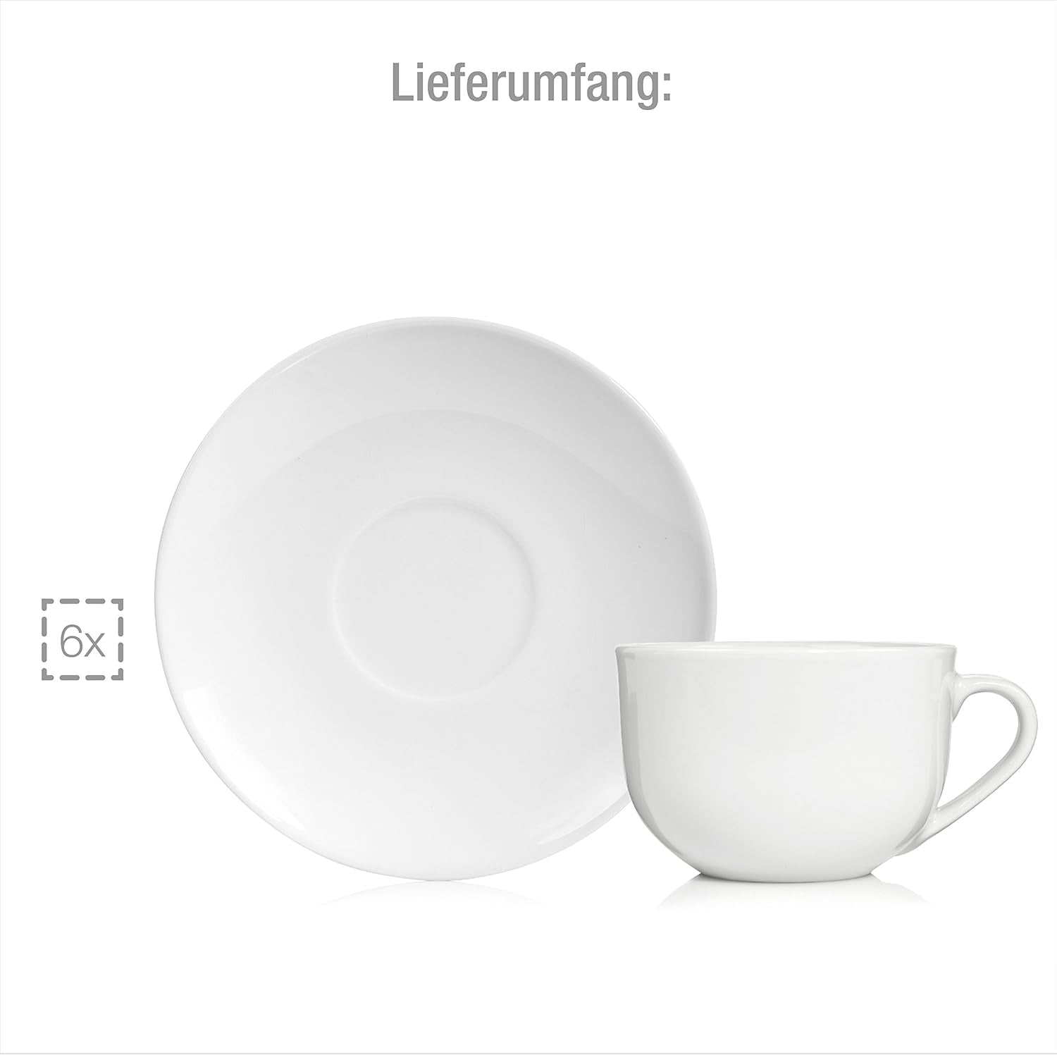 Zestaw filiżanek do kawy Sänger New Port, 12 filiżanek dla 6 osób, Białe porcelanowe filiżanki i spodki, 150 ml | KOLEKCJA PREMIUM