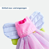 Ubranka dla lalek HABA Fairy Magic - 2-częściowy zestaw dla lalek w wieku 18 miesięcy i więcej (30 cm) - tiulowa sukienka ze skrzydełkami, w komplecie kwiatowa opaska do włosów - 1306243001