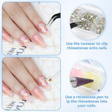Harz Strasssteine ​​4200 szt. Strass Kristalle 1Mm-5Mm Gemischte Kinder Bastelsachen Kit Mit Strass Mit Picking Pinzette Und Stift Für DIY Nägel Kleidung Kunsthandwerk Gemischt Becher Party (A)