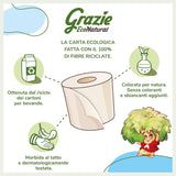 Grazie Naturalny papier toaletowy, Econatural, 56 rolek, Fibrepack Papier toaletowy z recyklingu, 100% ekologiczny, ekologiczny, z certyfikatem Ecolabel i FSC z recyklingu, wyprodukowany we Włoszech
