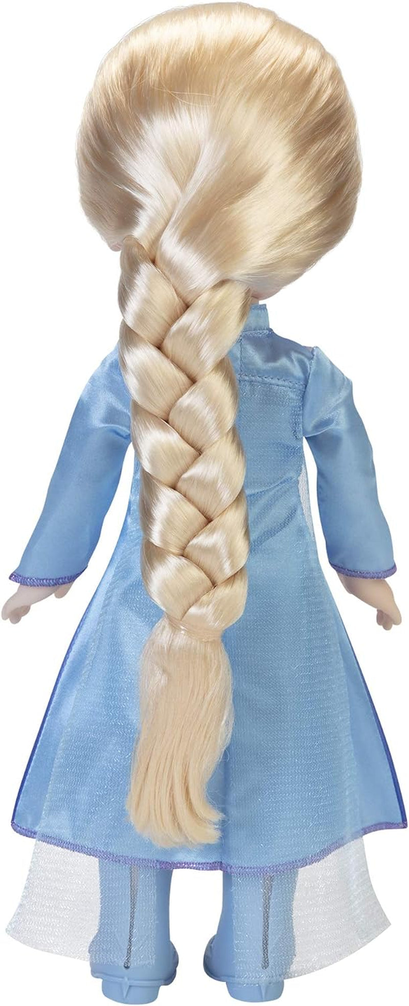 Disney Frozen 2 Elsa Travel Doll, 35-centymetrowa lalka z kultową sukienką inspirowaną filmem, butami i długimi warkoczami zapewniającymi dodatkową zabawę podczas zabawy, dla dziewczynek w wieku 3 lat i starszych