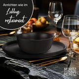 Moritz & Moritz NORDIC 6-osobowy zestaw naczyń obiadowych - 18-częściowy zestaw naczyń obiadowych z czarnej kamionki - skandynawski design - 6-osobowy solidny zestaw naczyń obiadowych do codziennego użytku i dla gości - Łączony zestaw naczyń obiadowych