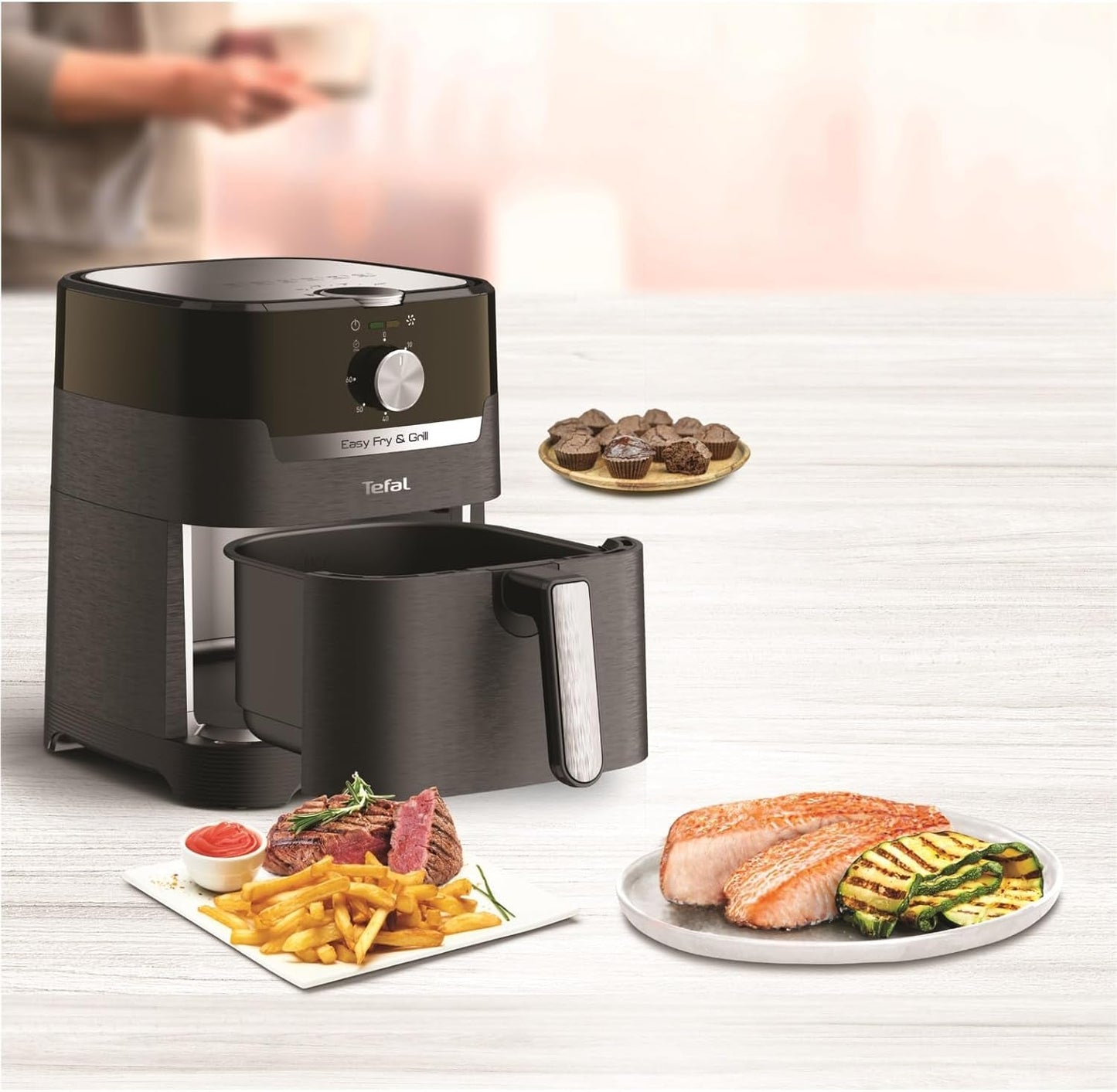 Tefal EY5018 Klasyczna frytkownica powietrzna Easy Fry & Grill, technologia 2 w 1 (frytkownica powietrzna i grill), XL, 4,2 litra na 6 porcji, 1550 W Sprzęt AGD Naty Shop