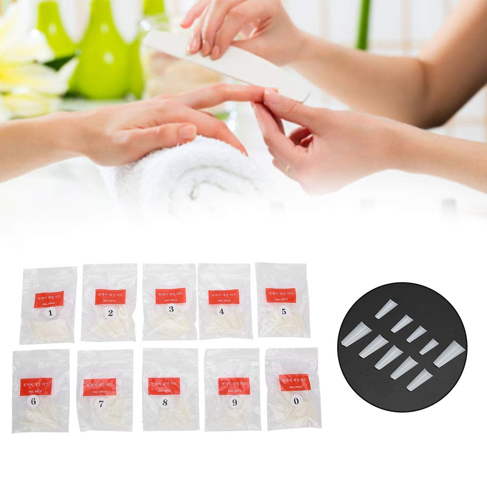 500 sztuk sztucznych tipsów, naturalne francuskie sztuczne końcówki do paznokci do manicure, L, sztuczne paznokcie DIY, owalny żel UV, akcesoria do paznokci dla kobiet i dziewcząt (naturalny kolor)