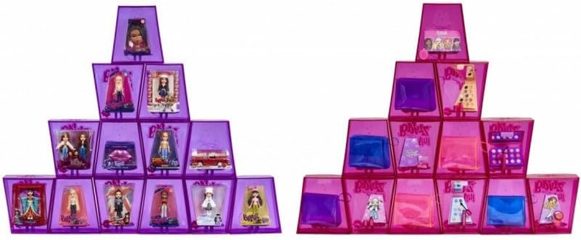 Lalki Bratz Miniverse MGA's Y2K Nostalgia Flashback Minis z limitowanej edycji - PAKIET NIESPODZIANKI - 2 mini lalki Bratz i gablota - świetny prezent dla dzieci i kolekcjonerów 6+