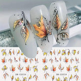 6 Blatt Herbst Nagelsticker, Ahornblatt Selbstklebend Nagelaufkleber, Herbst Nail Naklejka, Nageldesign Zubehör, Nail Art Naklejka, Selbstklebende Deko Für Nägel