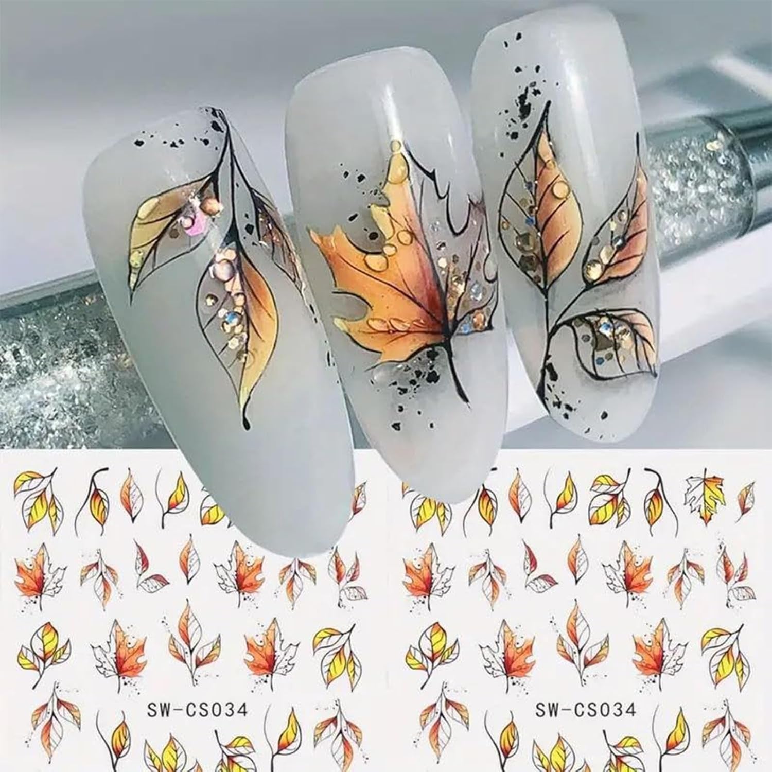6 Blatt Herbst Nagelsticker, Ahornblatt Selbstklebend Nagelaufkleber, Herbst Nail Naklejka, Nageldesign Zubehör, Nail Art Naklejka, Selbstklebende Deko Für Nägel