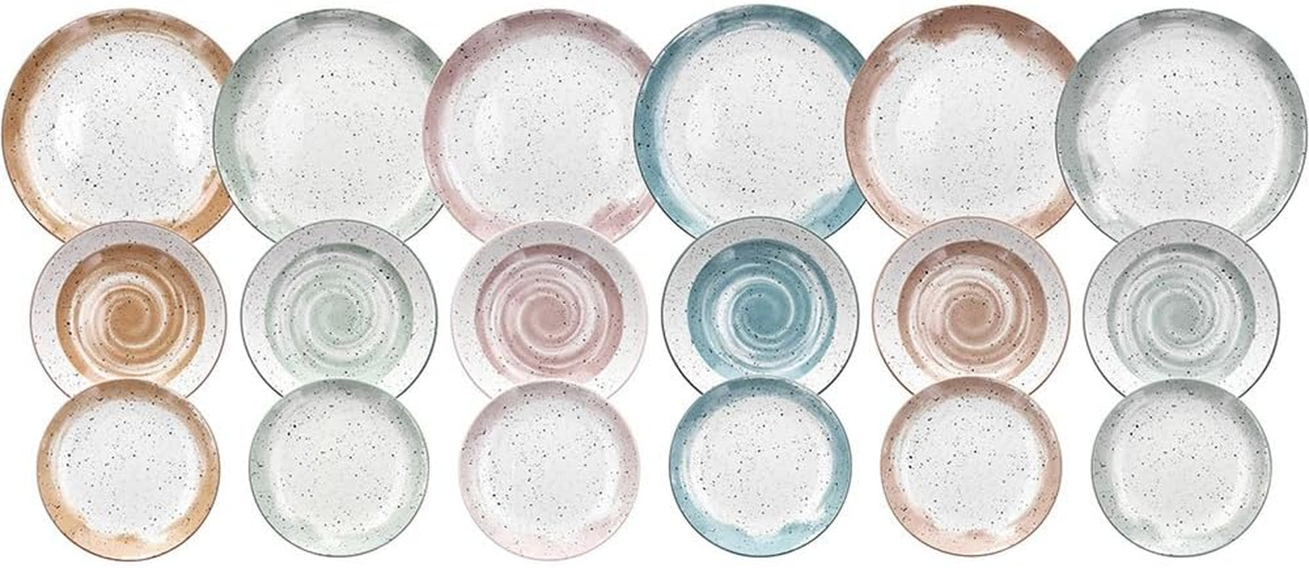 Serwis stołowy Sienna na 6 osób, 18 sztuk, porcelana, wielobarwny