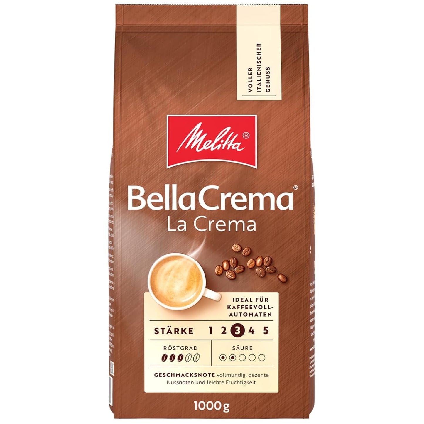 3 Kawa ziarnista Melitta BellaCrema La Crema, średnio palona, ​​po 1 kg
