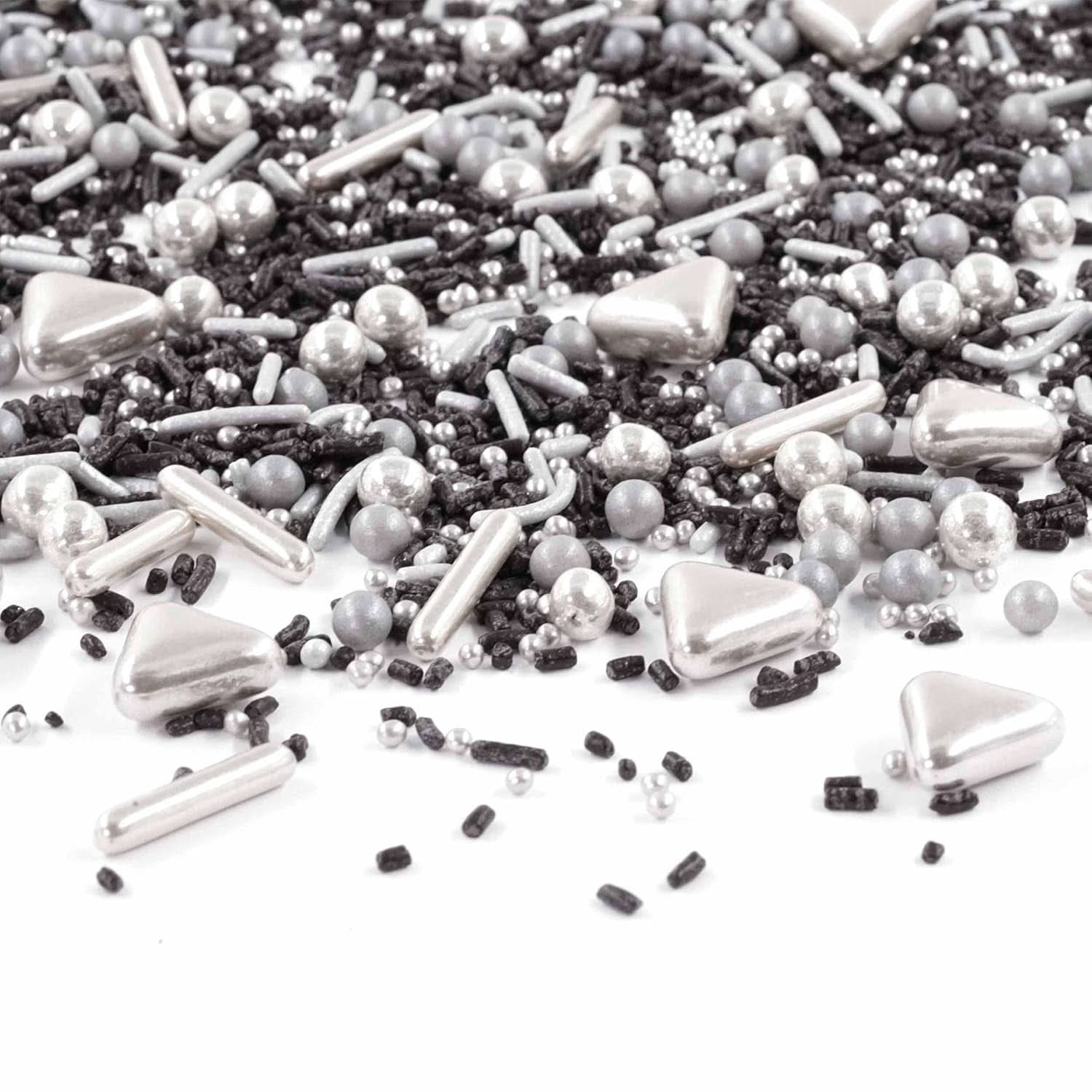 Streusel Glück Black Beauty, Mix Sprinkles Silver - Black, 90 gramów Sprinkles Naty Shop 90 gramów