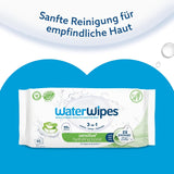 WaterWipes Sensitive+ Hydrating Boost Chusteczki nawilżane, Chusteczki nawilżające, 360 sztuk (6 szt.), 3 w 1 Czyszczenie, pielęgnacja, nawilżanie, 99% wody z aloesu, bezzapachowe chusteczki dla dzieci